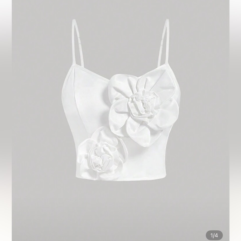 SHEIN White Floral Camisole Top